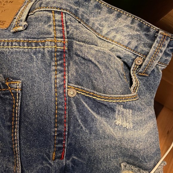 American Legacy Blue Jeans Men's Slim Straight 34X32 Distressed - Picture 11 of 11